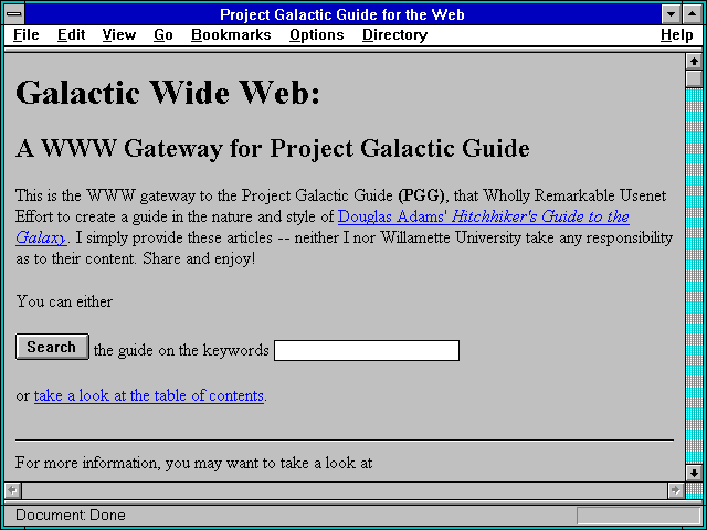 Screenshot of Project Galactic Guide for the Web
