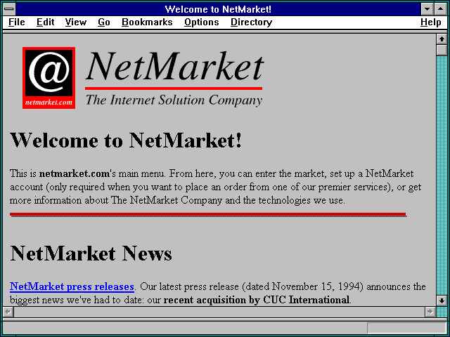 Screenshot of Welcome to NetMarket!