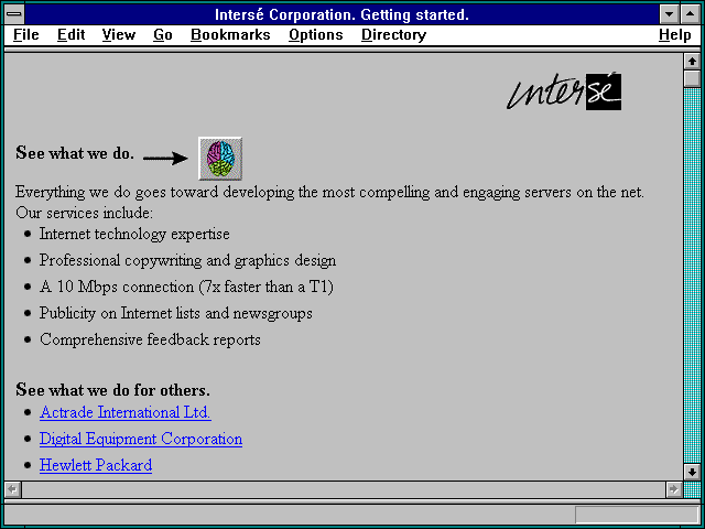 Screenshot of Inters&eacute Corporation. Getting started.