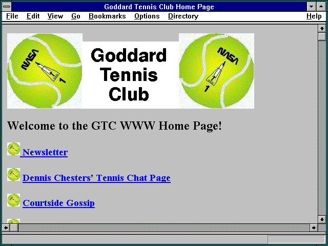 Screenshot of Goddard Tennis Club Home Page