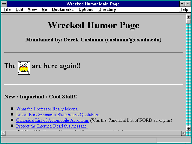 Screenshot of Wrecked Humor Main Page