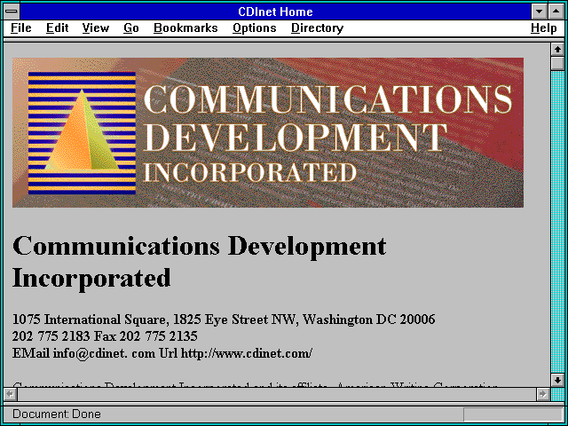 Screenshot of CDInet Home