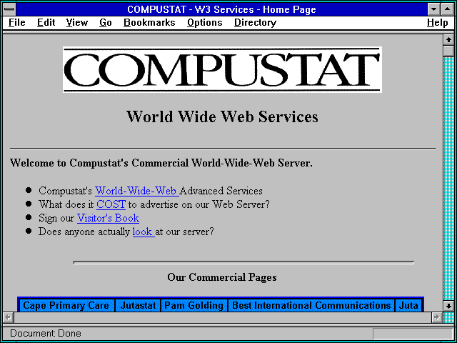 Screenshot of COMPUSTAT - W3 Services - Home Page