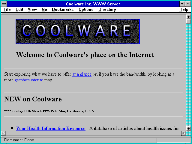 Screenshot of Coolware Inc. WWW Server