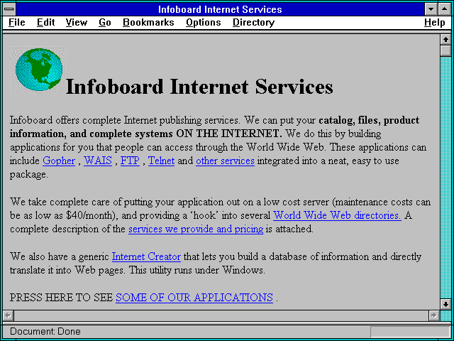 Screenshot of Infoboard Internet Services