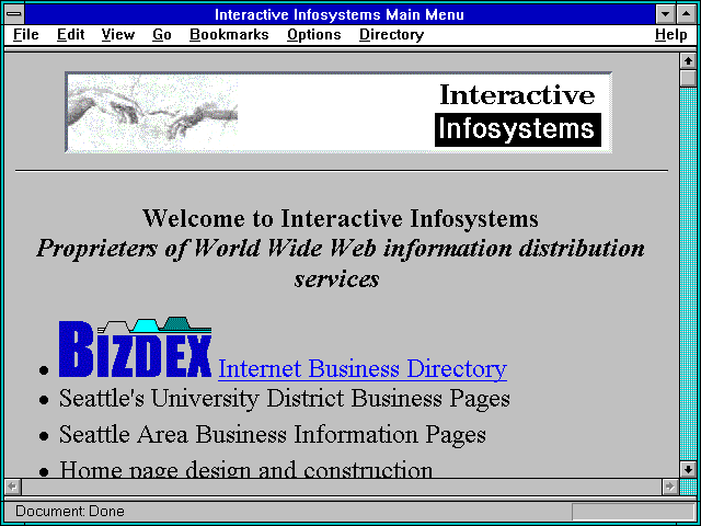 Screenshot of Interactive Infosystems Main Menu