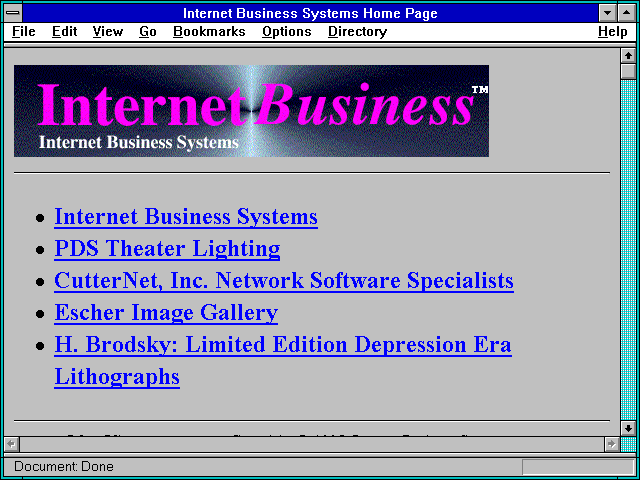 Screenshot of Internet Business Systems Home Page