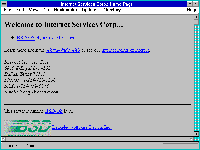 Screenshot of Internet Services Corp.: Home Page