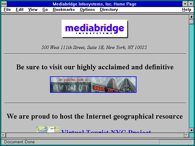 Screenshot of Mediabridge Infosystems Inc. Home Page