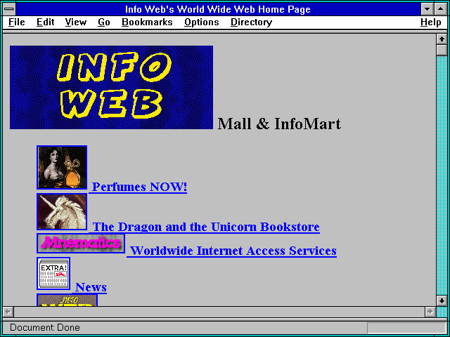 Screenshot of Info Web's World Wide Web Home Page