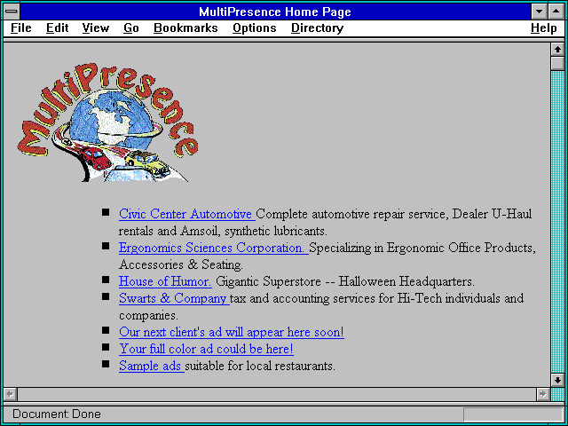 Screenshot of MultiPresence Home Page