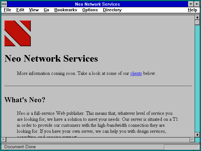 Screenshot of Neo Network Services