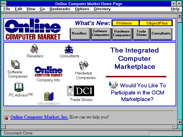 Screenshot of Online Computer Market Home Page