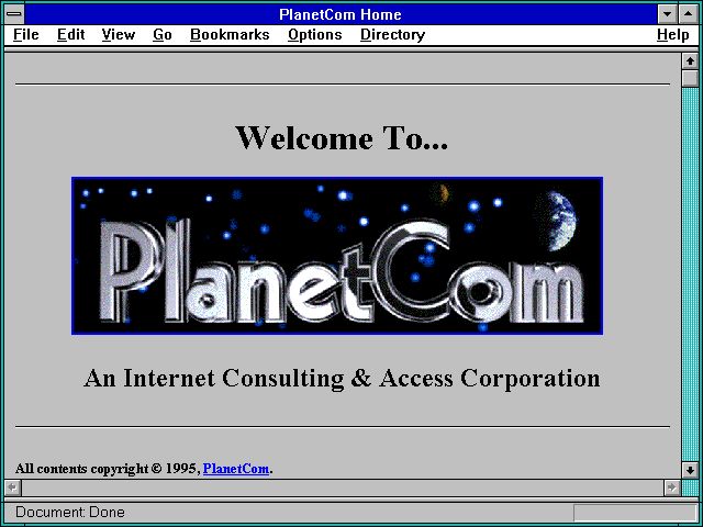 Screenshot of PlanetCom Home