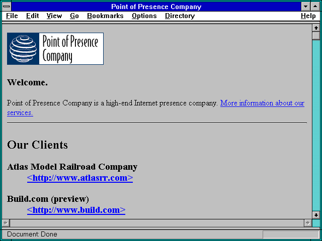 Screenshot of Point of Presence Company
