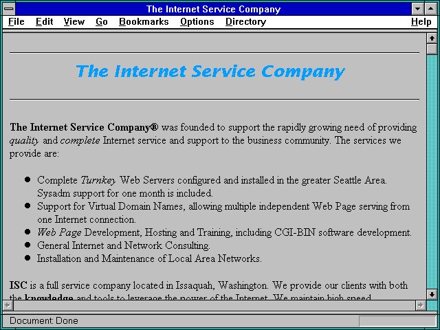 Screenshot of The Internet Service Company