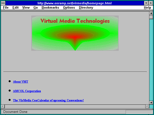 Screenshot of http://www.onramp.net/virmedia/homepage.html
