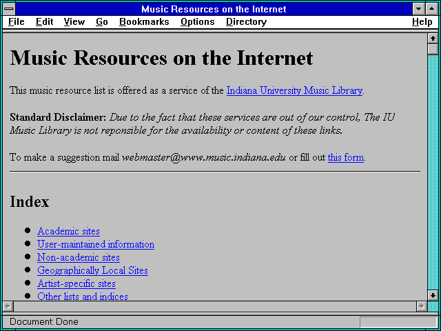 Screenshot of Another Music Resource List