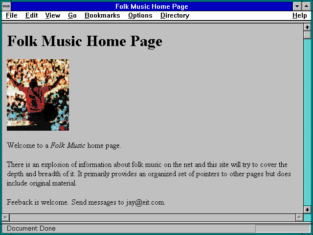 Screenshot of Folk Music Home Page