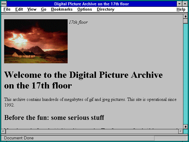 Screenshot of Digital Picture Archive on the 17th floor