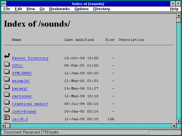Screenshot of Index of /sounds/