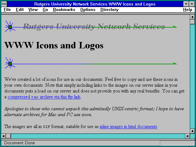Screenshot of Rutgers University Network Services WWW Icons and Logos
