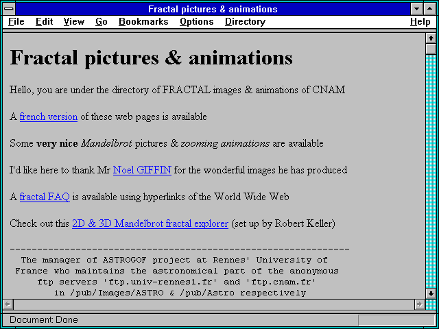Screenshot of Fractal Movie Archive
