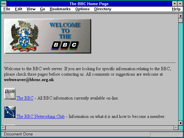 Screenshot of The BBC Home Page