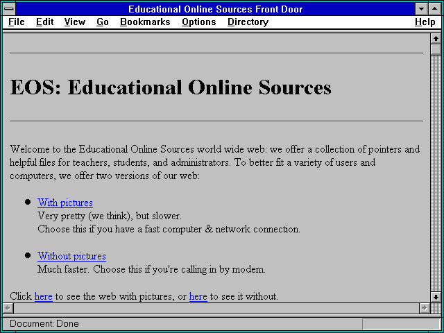 Screenshot of Educational Online Sources Front Door