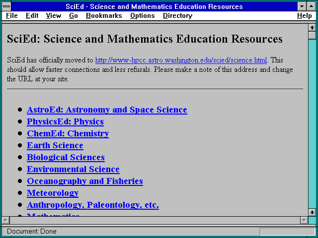 Screenshot of SciEd - Science and Mathematics Education Resources