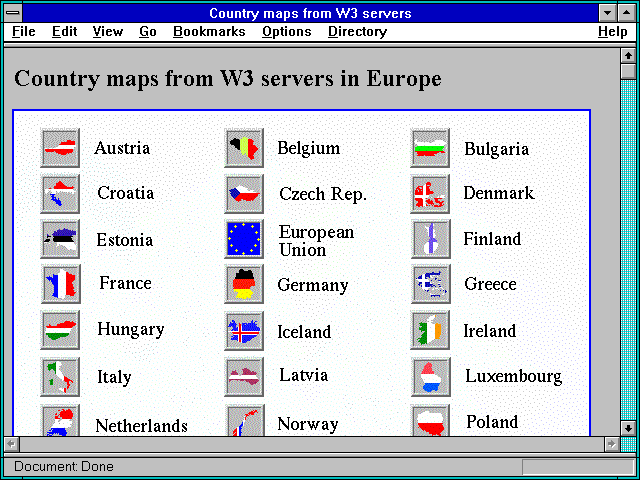 Screenshot of News - European Country Maps from W3 Servers