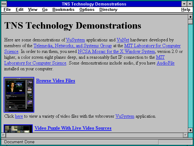 Screenshot of TNS Technology Demonstrations