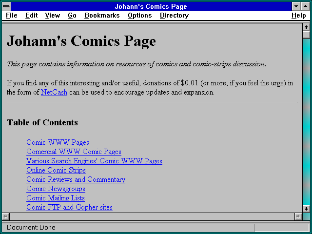 Screenshot of Johann Beda's Comic Page (Illinois)