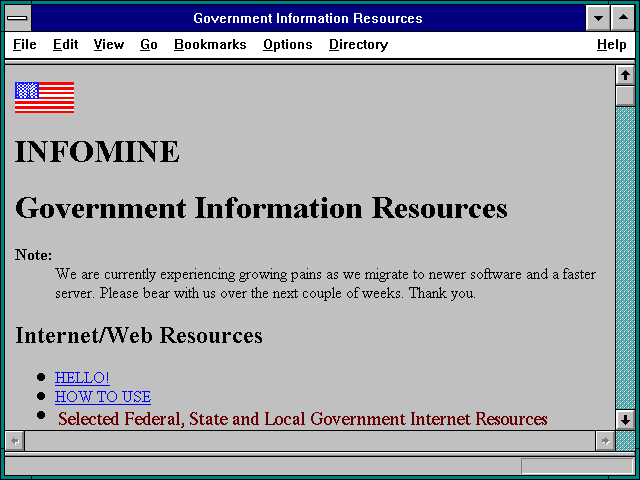 Screenshot of Government Information Resources