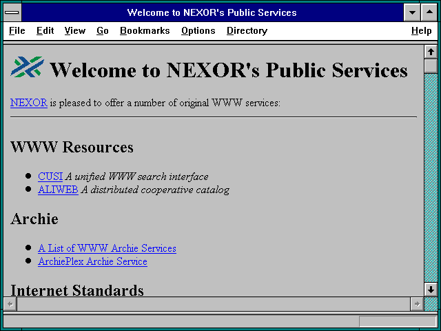 Screenshot of Welcome to NEXOR's Public Services
