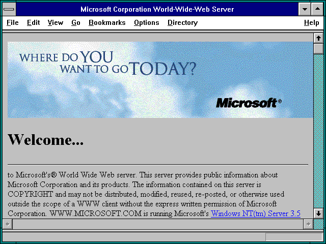 Screenshot of Microsoft Home Page