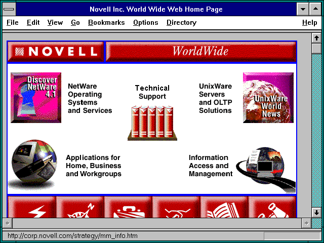 Screenshot of Novell Inc. World Wide Web Home Page