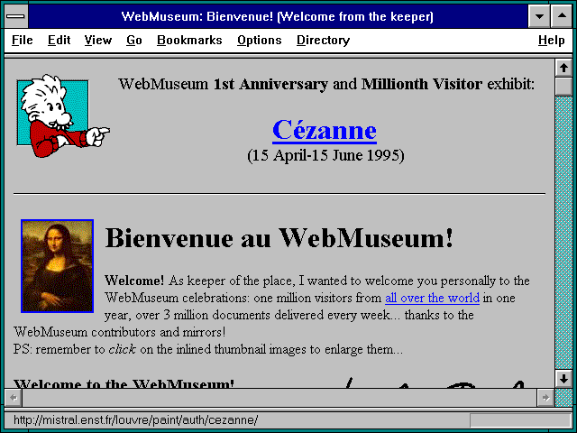 Screenshot of WebMuseum: Bienvenue! (Welcome from the keeper)