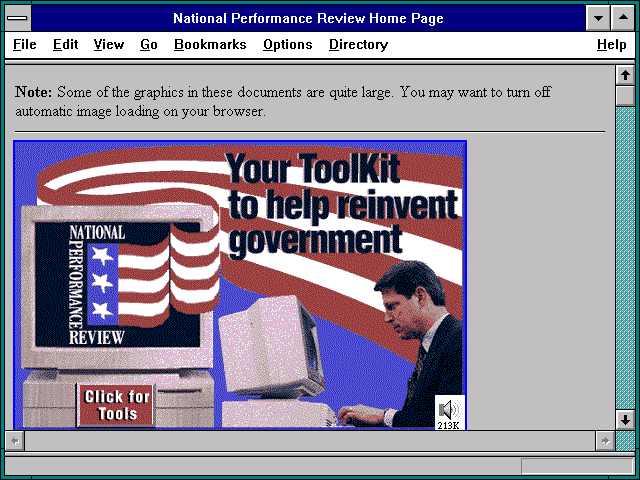 Screenshot of National Performance Review Information