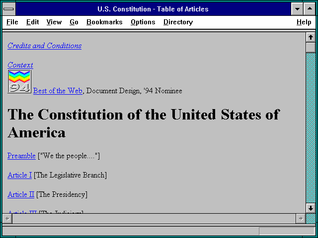 Screenshot of Constitution of the United States of America