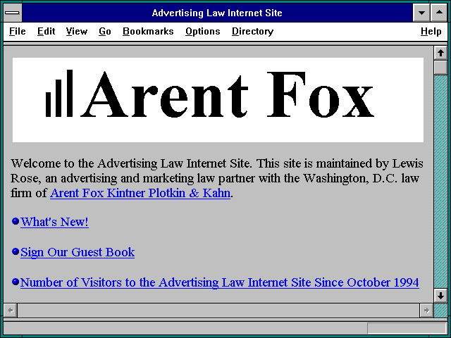 Screenshot of Advertising Law Internet Site