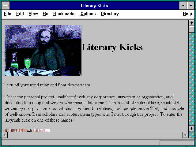 Screenshot of Literary Kicks