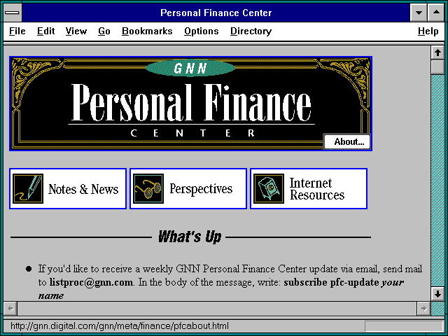 Screenshot of Personal Finance Center