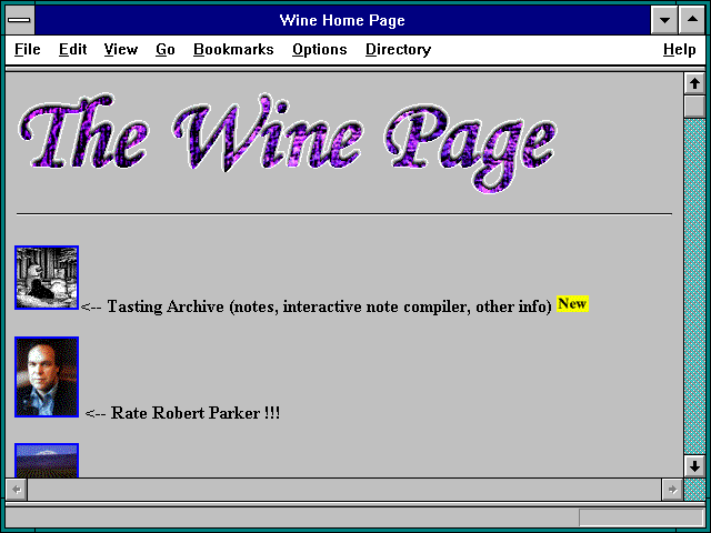 Screenshot of Washington State wine page