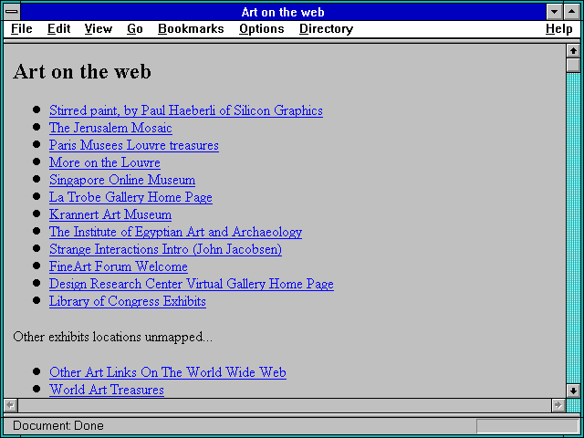 Screenshot of Art on the web