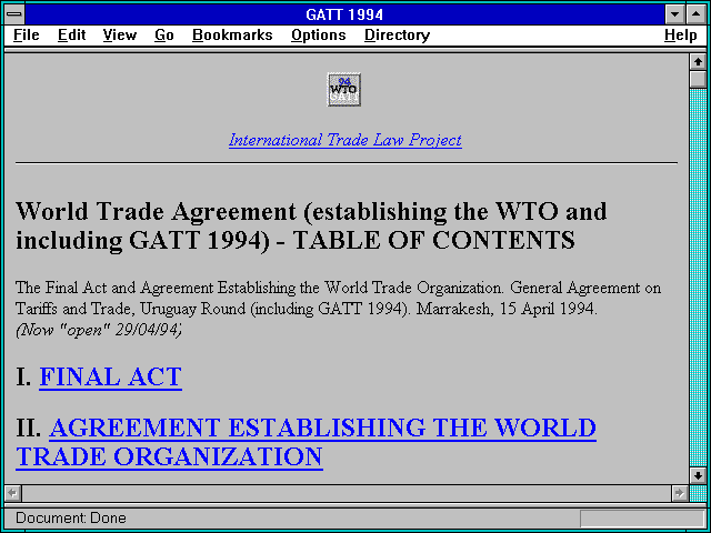 Screenshot of General Agreement on Tariffs and Trade (GATT)
