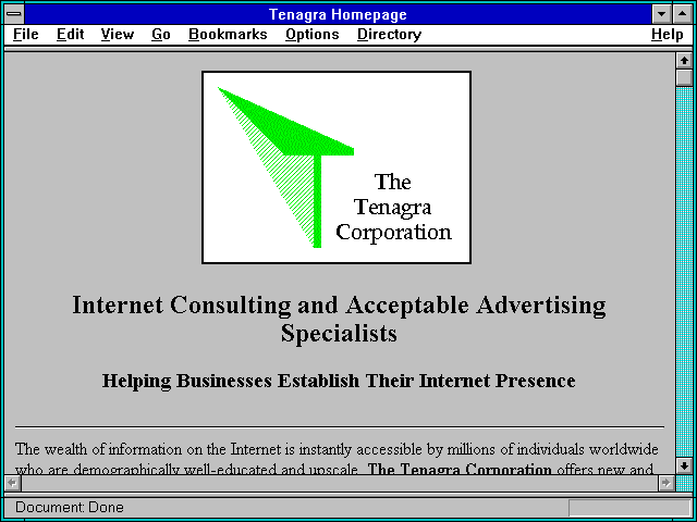 Screenshot of Tenagra Homepage