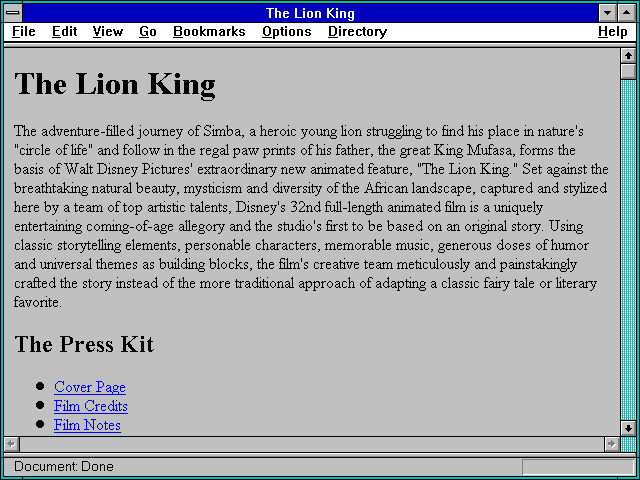 Screenshot of The Lion King