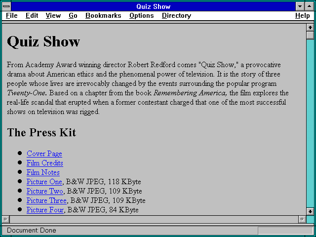 Screenshot of Quiz Show