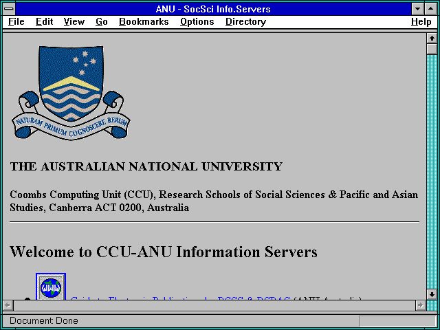 Screenshot of ANU - SocSci Info.Servers